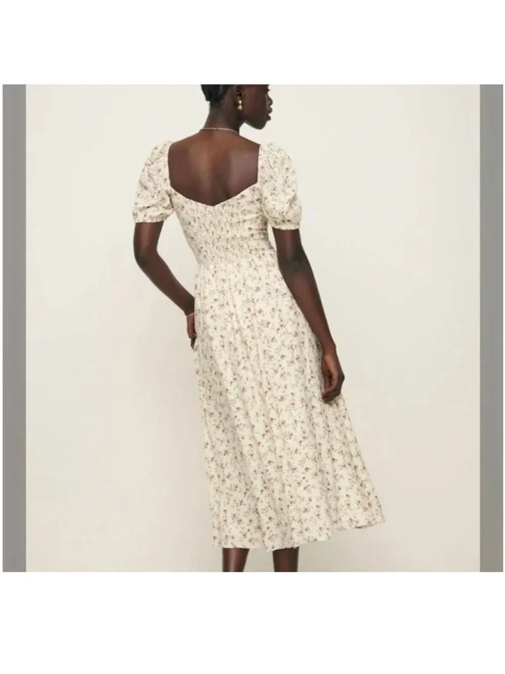 Reformation Ladonna Ivory Floral Midi Dress size 8 - Picture 3 of 14
